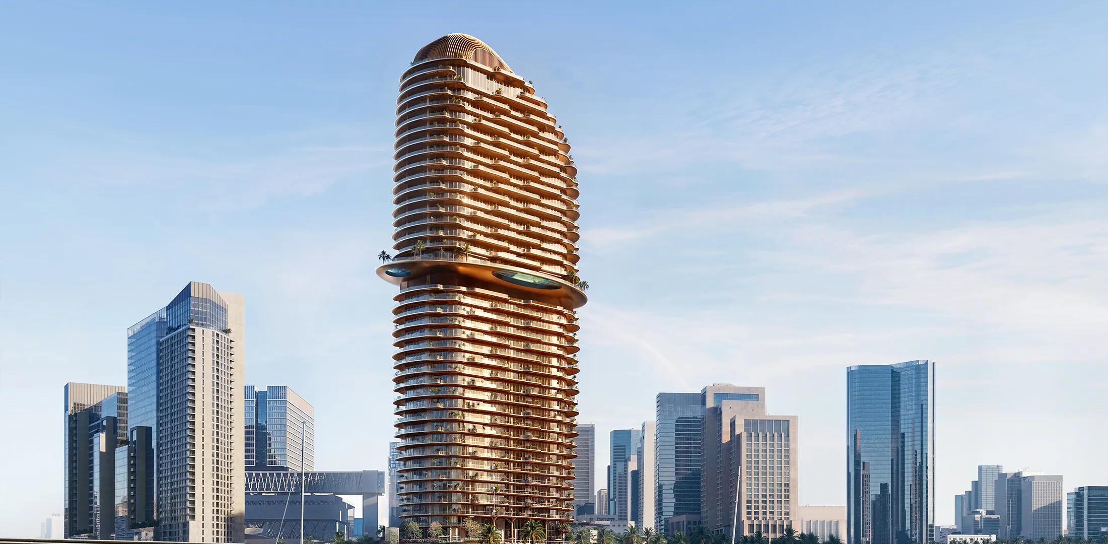 The tower crown, home to the duplex penthouses, architect render